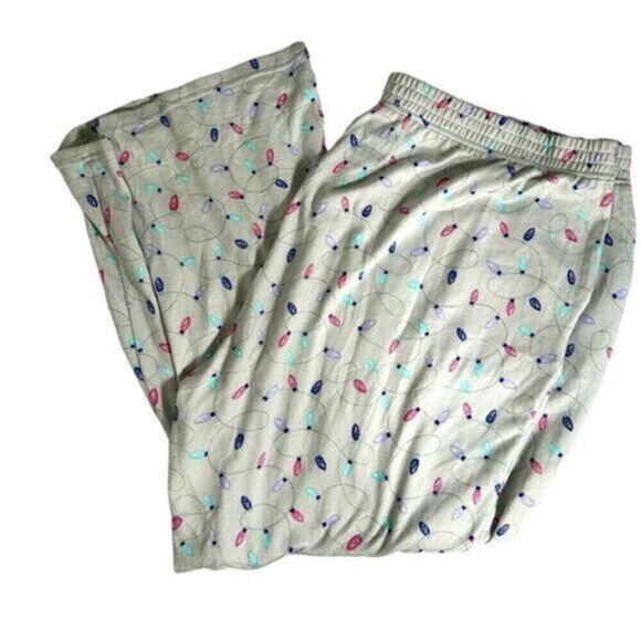 NWOT Muk Luks Plus Size Lounge Pants Gray with Mini Christmas Lights - Size 3XL - Picture 1 of 5